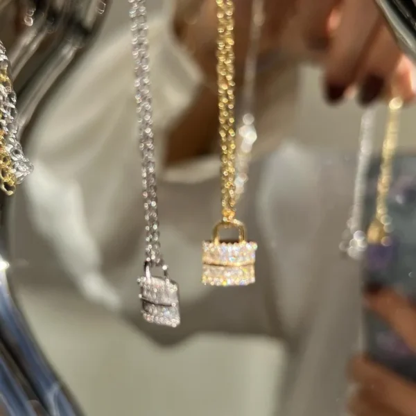 S925 Silver Gold Plated Square Zircon Lock Pendant Necklace For Women Minimalist Elegant Geometric Layering Chain Jewelry Gift