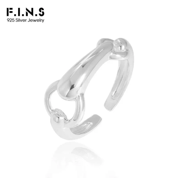 F.I.N.S Original Texture S925 Sterling Silver Opening Ring Circle Crossed Smooth Adjustable Finger Fine Jewelry Anti-Allergic