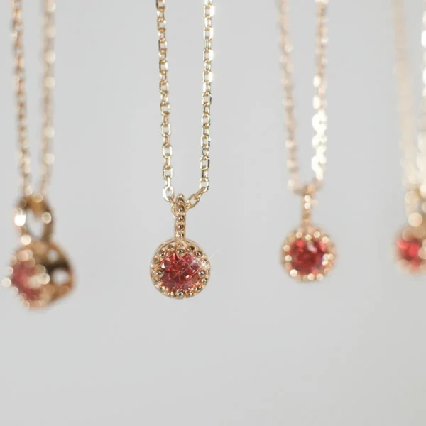 S925 Silver 18K Gold Plated Rose Red Zircon Pendant Necklace For Women Vintage Minimalist Elegant Dainty Layering Chain Gift
