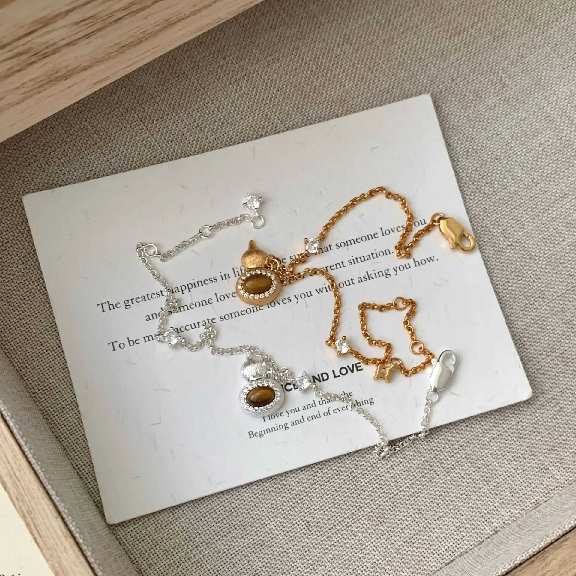 CHOZON S925 Solid Silver Tiger Eye Gourd Bracelet French Oriental Wholesale Dainty Jewelry for Women - Image 2