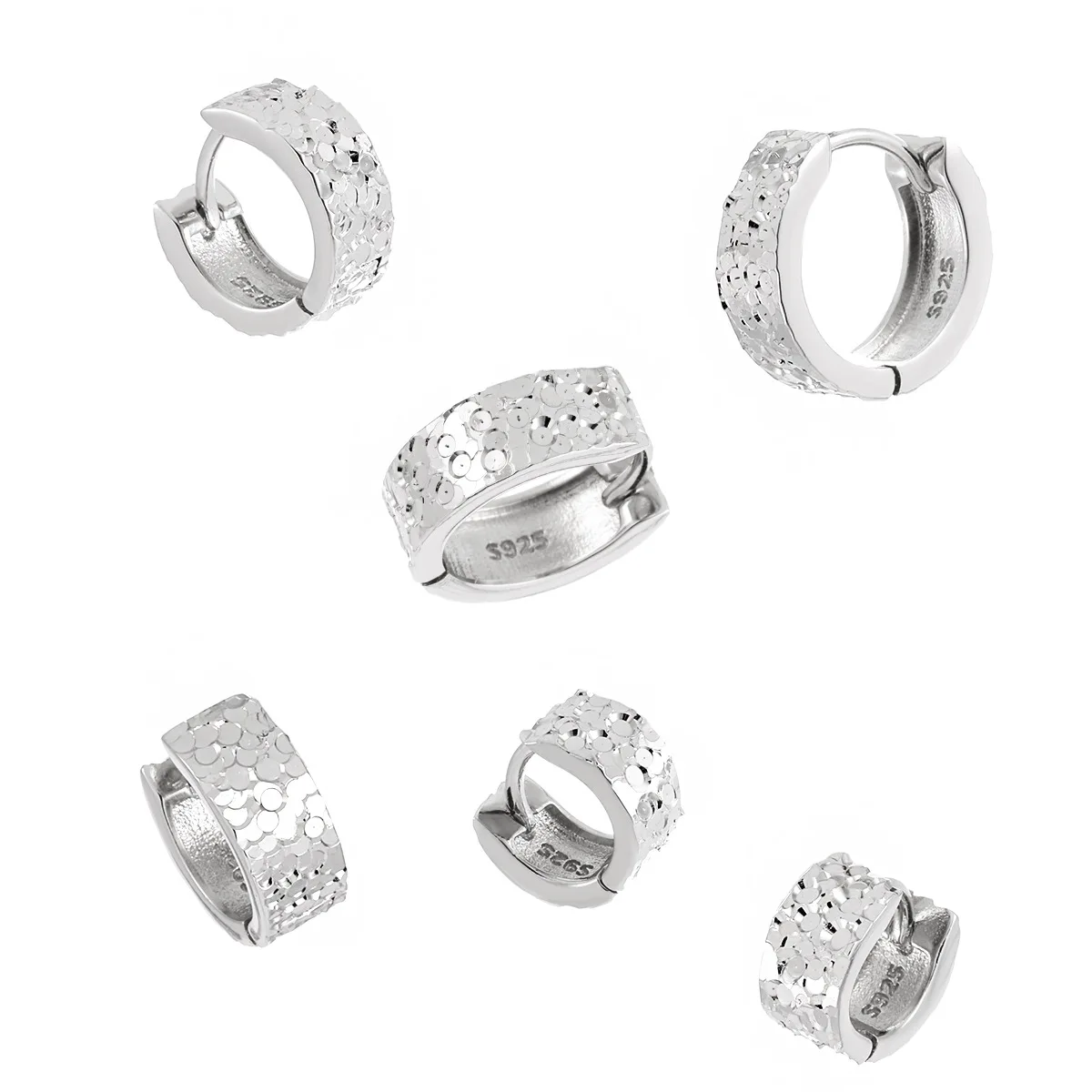 F.I.N.S Original Scale S925 Sterling Silver Ear Buckle Women Temperament 6MM 8MM 10MM Round Uneven Piercing Hoop Earrings Jewels - Image 2