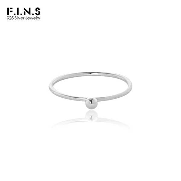 F.I.N.S Minimalist Geometric Small Bead S925 Sterling Silver Thin Line Ring Women Stackable Finger Fine Jewelry Accessories