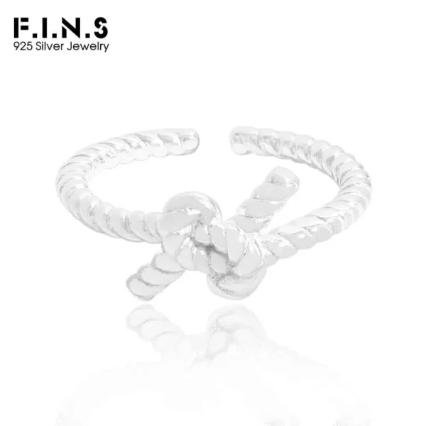 F.I.N.S Original Design S925 Sterling Silver Twist Knot Open Ring Classic Index Mid Finger Adjustable Fine Jewelry Anti-Allergy