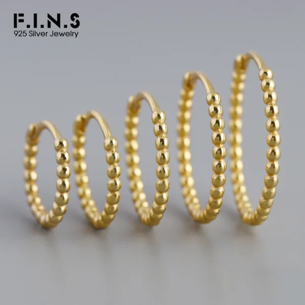 F.I.N.S Original 925 Sterling Silver 9mm 10mm 12mm 14mm 16mm Pendientes Mini Huggies Hoops Circle Beads Piercing Stacked Earring