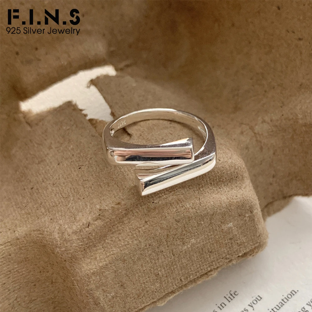 F.I.N.S Minimalism 925 Sterling Silver Geometric Smooth Overlap Ring Women Open Adjustable Index Finger Fine Jewelry Accessories