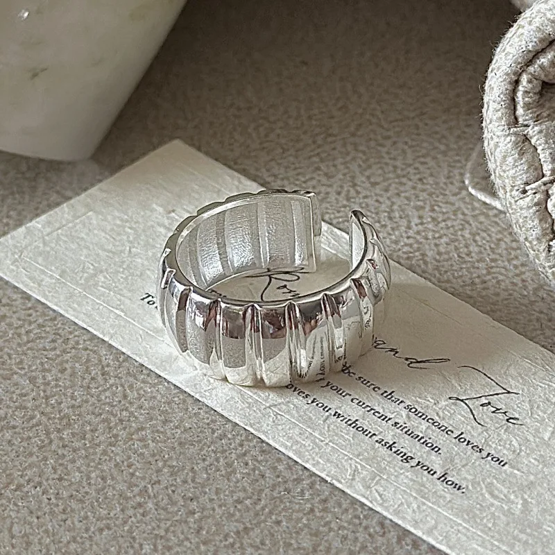S925 Sterling Silver Niche Design Sense Retro Simple Basic Ring Korean Version Korean Style Fashionable Ring Wholesale - Image 5