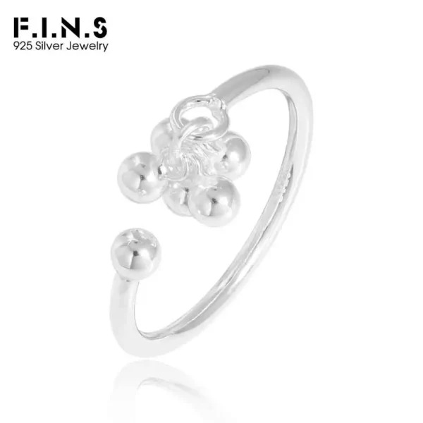 F.I.N.S Original Pure S925 Sterling Silver Opening Ring Minimalist Handmade Smooth Beads Adjustable Index Finger Fine Jewelry