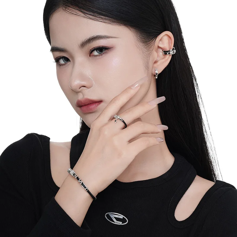 F.I.N.S 1PC S925 Sterling Silver Leather Clip Earring without Piercing Textured Handmade Wide Zircon Catilage Earcuff Fine Jewel - Image 3