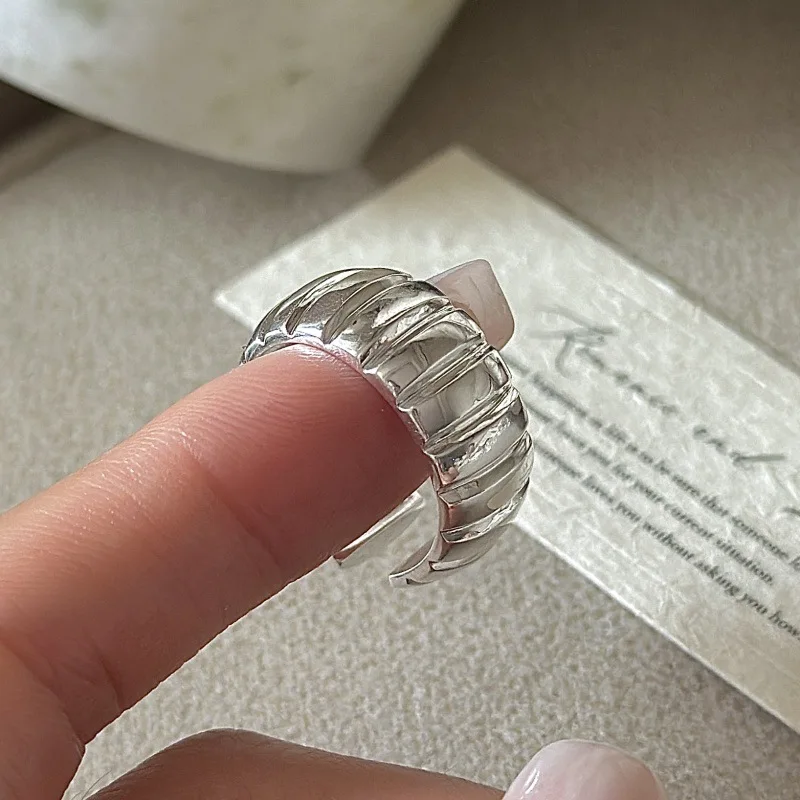 S925 Sterling Silver Niche Design Sense Retro Simple Basic Ring Korean Version Korean Style Fashionable Ring Wholesale - Image 4