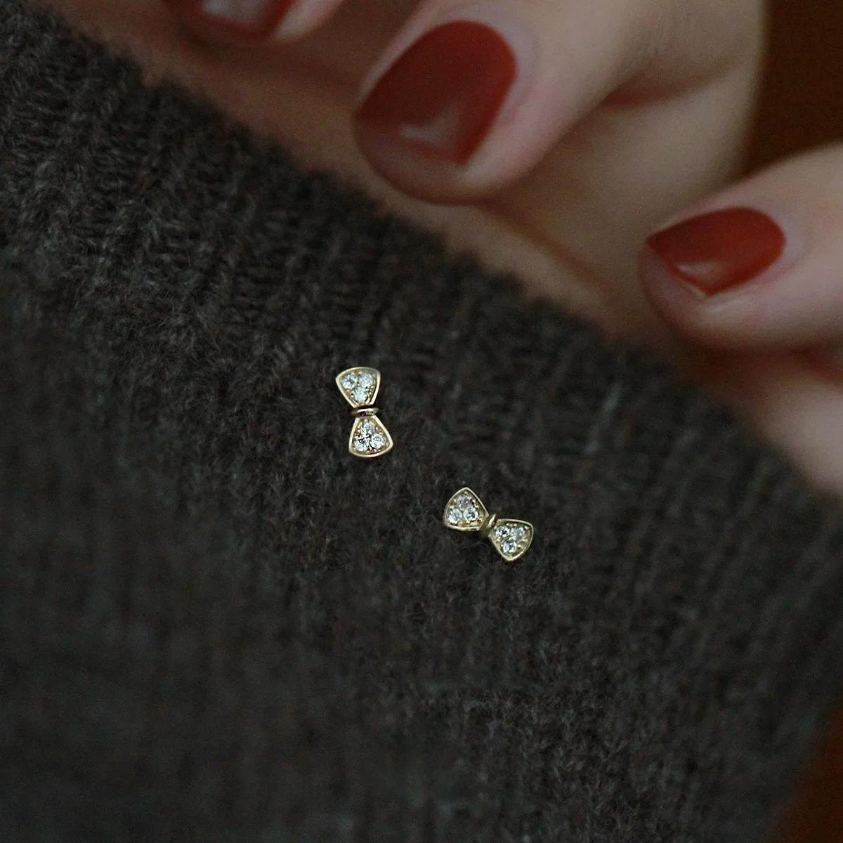 S925 Silver 14K Gold Plated Mini Bow Earrings for Women Dainty Simple Studs Everyday Versatile Student Elegant Ear Jewelry