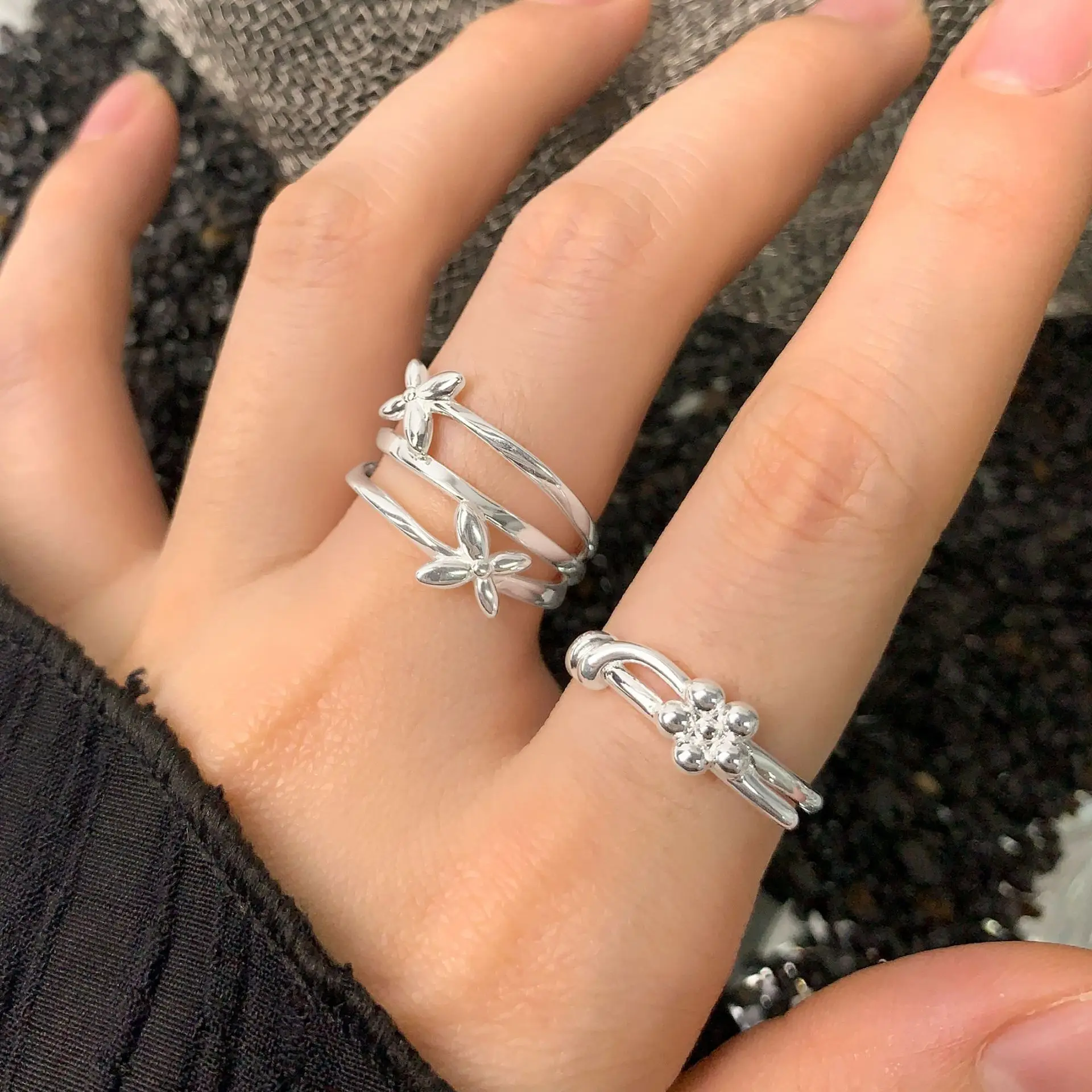 F.I.N.S Original Butterfly S925 Sterling Silver Ring Korean Design Multi-Layer Lines Opening Adjustable Fashion Fine Jewelry - Image 4
