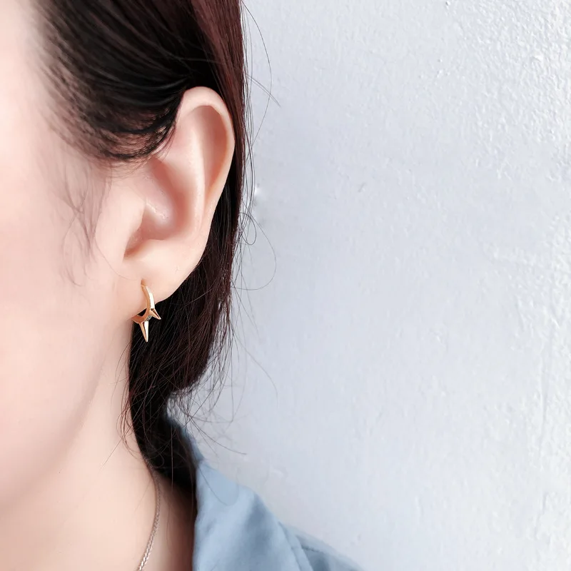 F.I.N.S Punk Rivet Hip-hop S925 Sterling Silver Small Hoop Earrings Huggies Geometric Rock Circle Ear Buckles Pendientes Gifts - Image 3