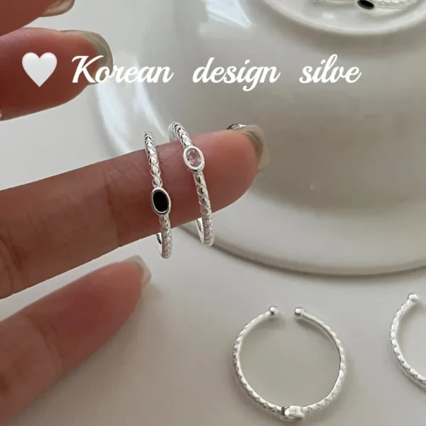 CHOZON S925 Solid Silver Oval Pink Crystal Zircon Waffle Ring French Minimalist Wholesale Dainty Jewelry for Women