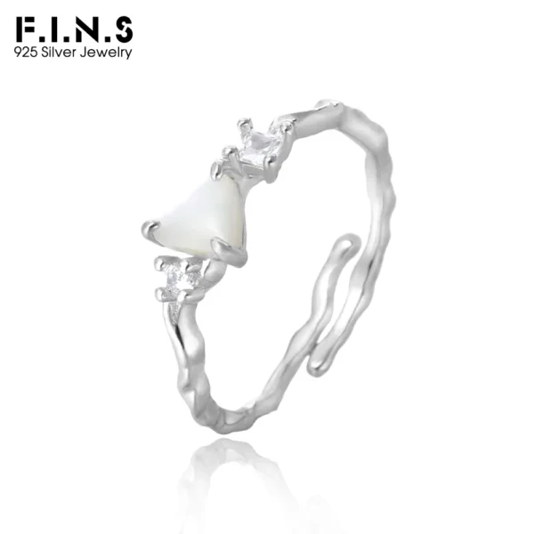 F.I.N.S S925 sterling silver Zircon Ring Geometric Triangle White Shell Open Adjustable Index Mid Finger Fashion Fine Jewelry