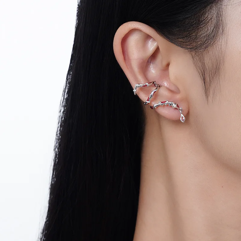 F.I.N.S 1PC New Chinese Style Exaggerated Slender Viper S925 Sterling Silver Snake Earrings Women Enamel Ear Clip Fine Jewelry - Image 3