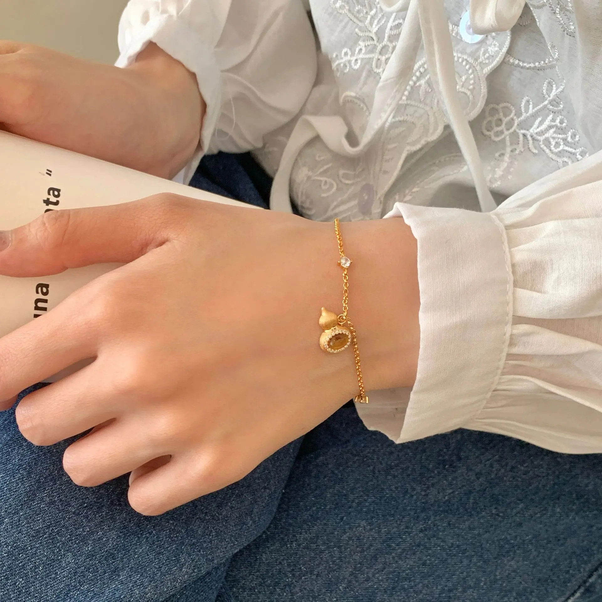 CHOZON S925 Solid Silver Tiger Eye Gourd Bracelet French Oriental Wholesale Dainty Jewelry for Women - Image 5