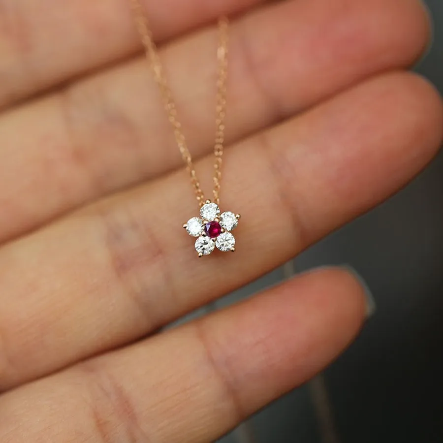 S925 Silver 18K Gold Plated Floral Zircon Pendant Necklace Dainty Blossom Choker INS Lightweight Everyday Jewelry Gift for Women - Image 2