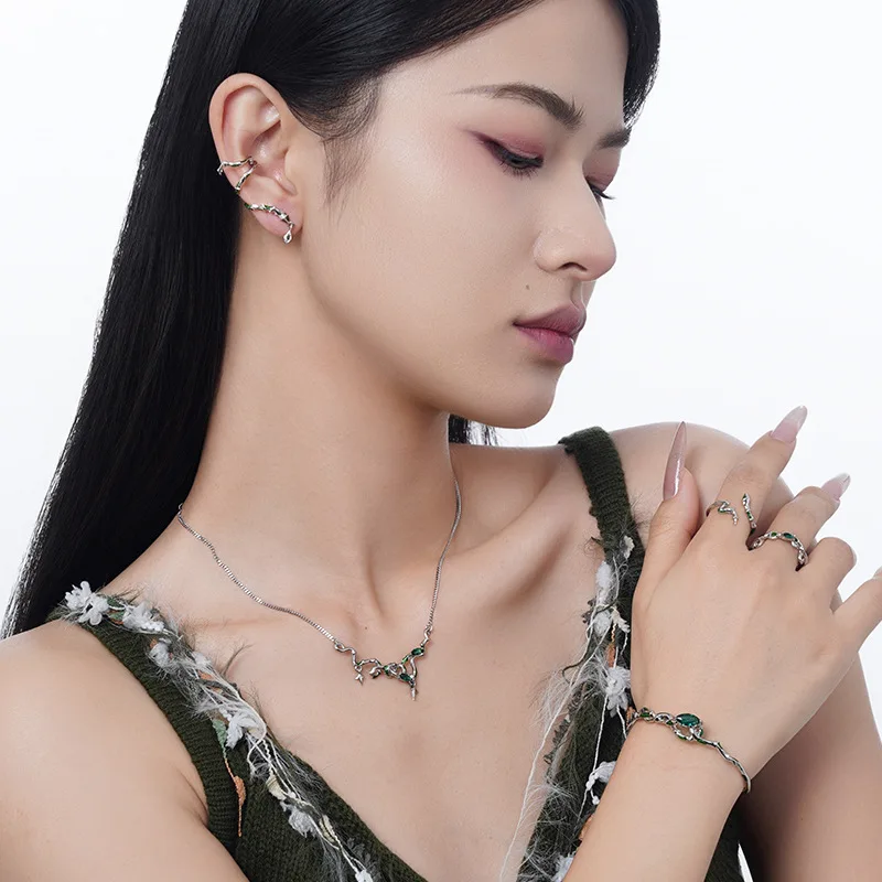 F.I.N.S 1PC New Chinese Style Exaggerated Slender Viper S925 Sterling Silver Snake Earrings Women Enamel Ear Clip Fine Jewelry - Image 4