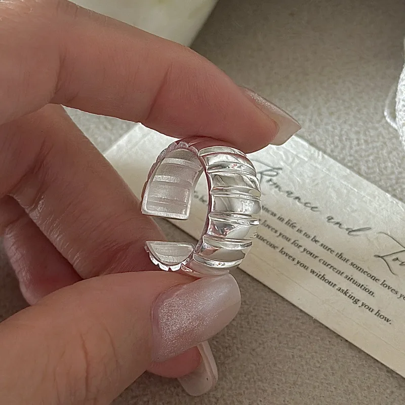 S925 Sterling Silver Niche Design Sense Retro Simple Basic Ring Korean Version Korean Style Fashionable Ring Wholesale