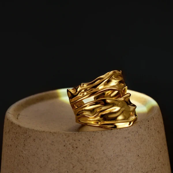 MLKENLY Trendy 925 Sterling Silver Hollow Wide Rings Uneven Surface Opening Index Finger Cuff Ring Fine ​Jewelry for women