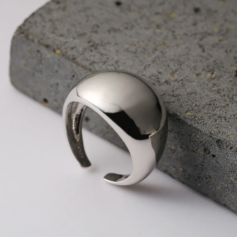 100% Genuine S925 Sterling Silver Ring Korean Order Round Arc Smooth Niche Fashion Personality Wild Wholesale Price - Image 5