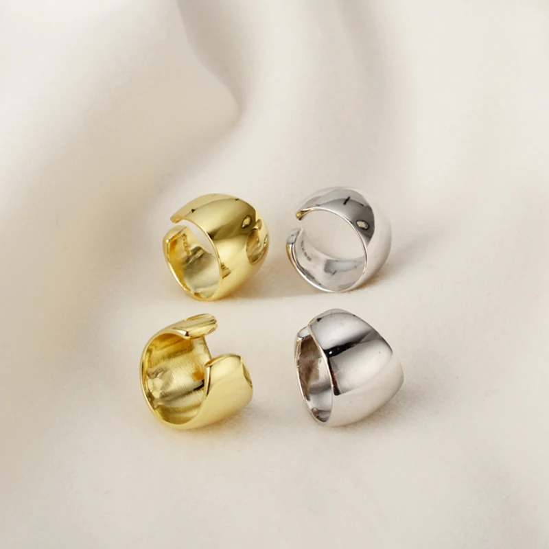 Korea Style Authentic 925 Sterling Silver Glossy Ear Clip without Piercing Minimalist Fine Ear Cartilage Cuff - Image 2