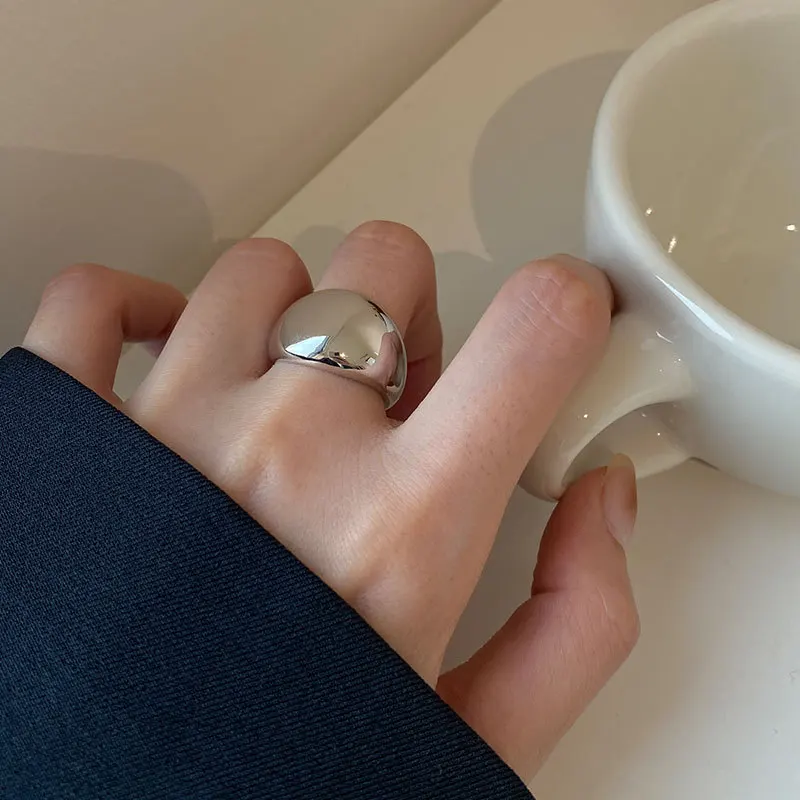 100% Genuine S925 Sterling Silver Ring Korean Order Round Arc Smooth Niche Fashion Personality Wild Wholesale Price - Image 2