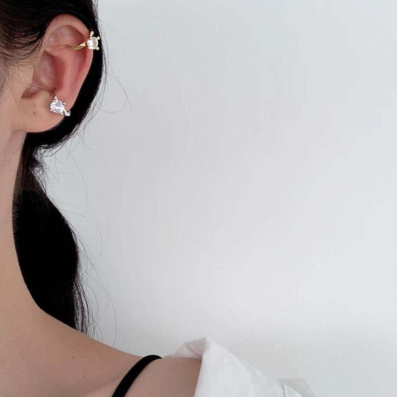 Korea Fashion Simple 925 Sterling Silver Cubic Zirco Ear Clip No-pierced Convex Ear Buckle Cartilage Jewelry - Image 3