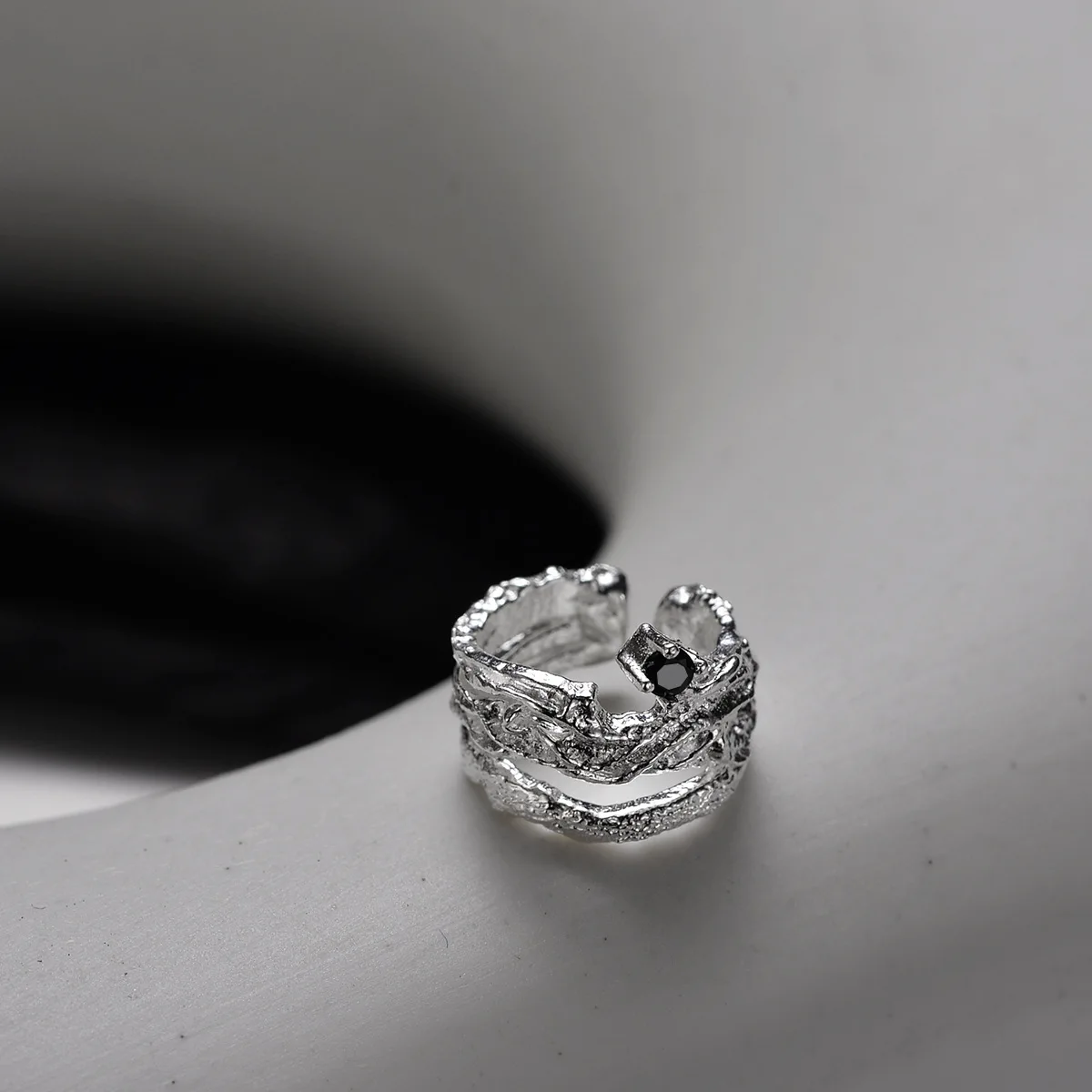 MLKENLY Real 925 Sterling Silver Irregular Ear Clip No Pierced Black Zircon Wide Uneven Ear cuff for women Earring Jewelry - Image 3