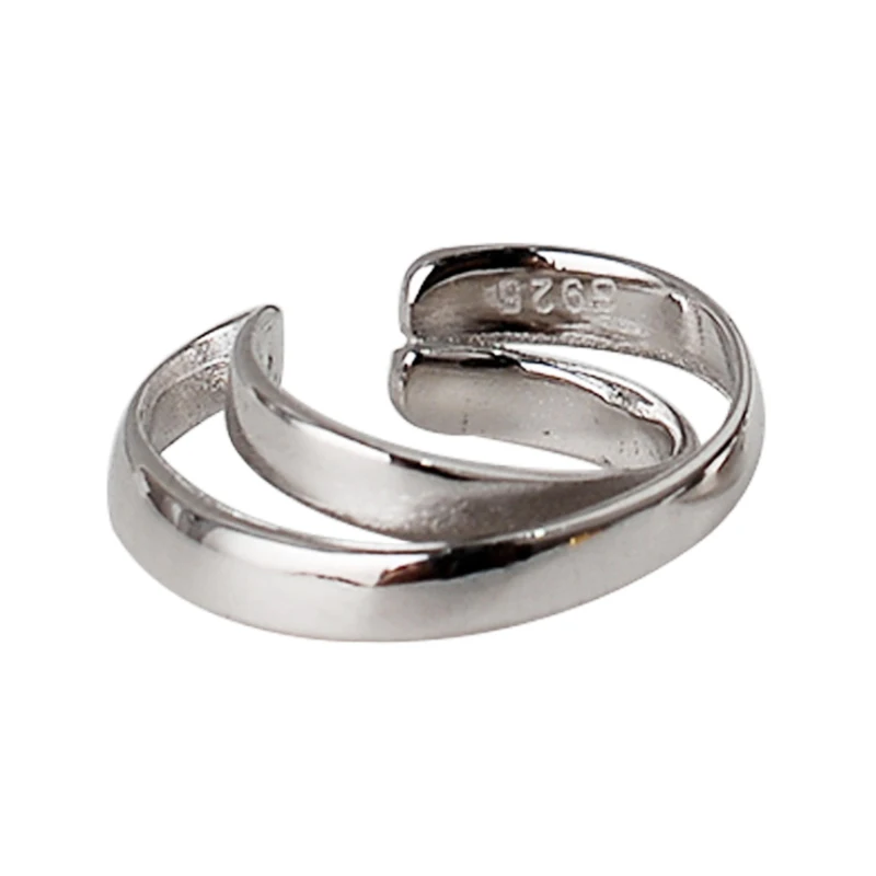 Simple 925 Sterling Silver Ear Clip Double Layer Geometric Ear Clip without Pierced Handmade Cartilage Fine Jewelry - Image 5