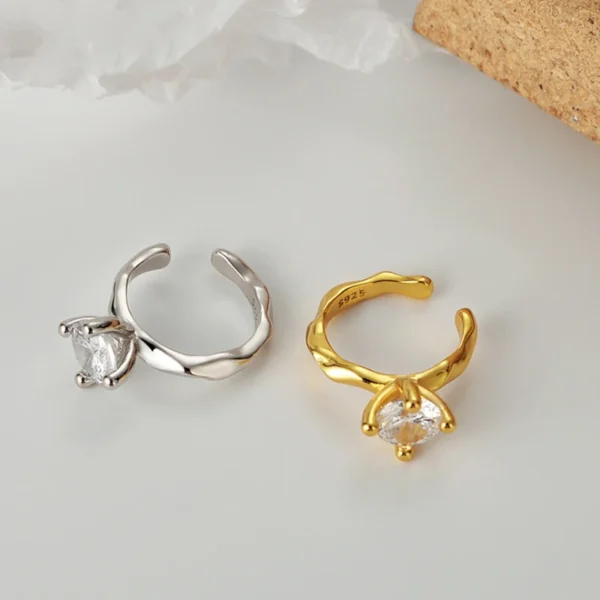 Korea Fashion Simple 925 Sterling Silver Cubic Zirco Ear Clip No-pierced Convex Ear Buckle Cartilage Jewelry