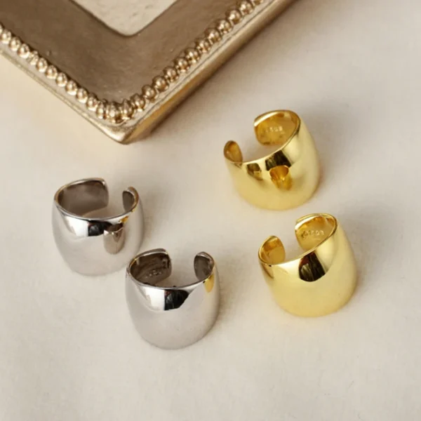 Korea Style Authentic 925 Sterling Silver Glossy Ear Clip without Piercing Minimalist Fine Ear Cartilage Cuff