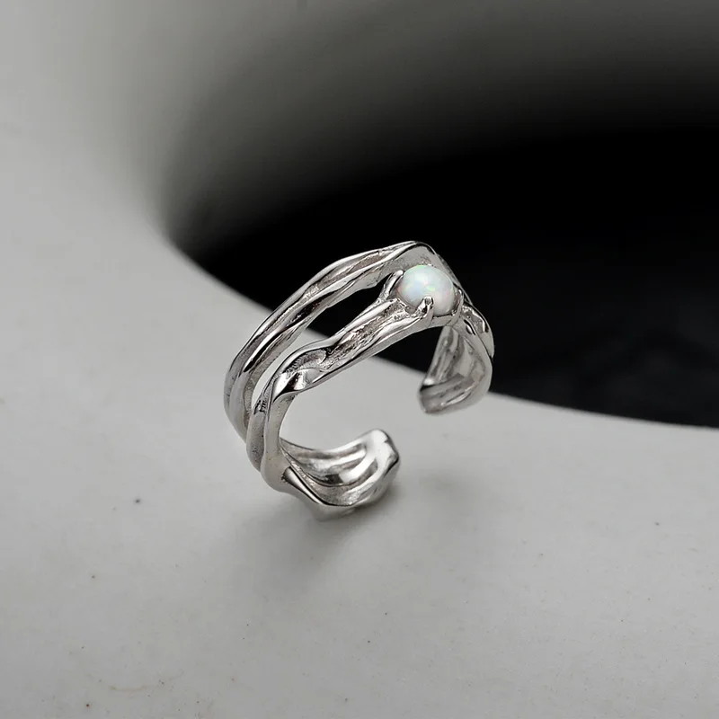 MLKENLY S925 sterling silver Opal stone ear bone clip without ear hole high-end wholesale women's style double-layer hollow - Image 5