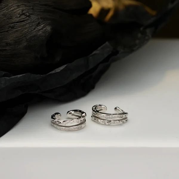 Ear Cuff Non Pierced Earrings for Women 925 Sterling Silver Micro Pave CZ Double Layers Small Clip on Earrings Cartilage Jewel