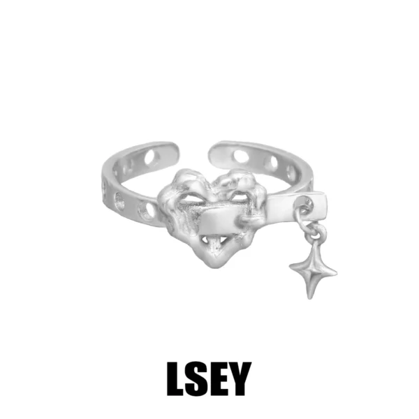 MLKENLY S925 sterling silver Heart Button Ring for Women Girl Gift Korean Sweet Jewelry Birthday Gift Dropshipping