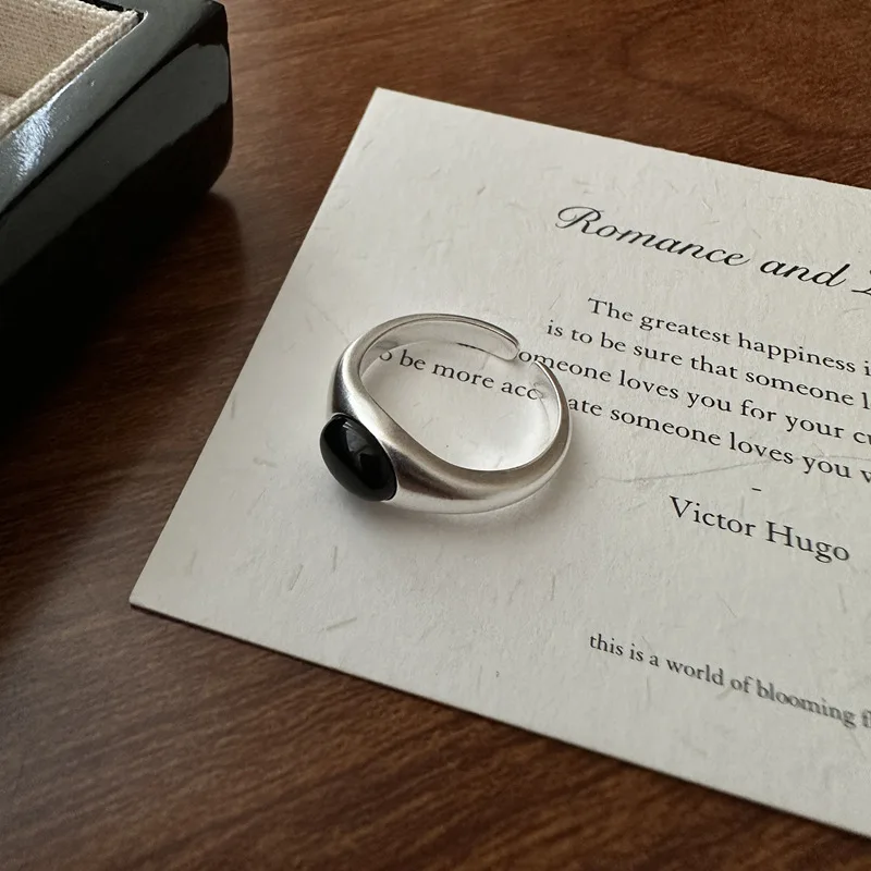 S925 Sterling Silver Korean Version Niche Design, Matte Matte Matte Texture Fashion Blogger's Main Ring - Image 5