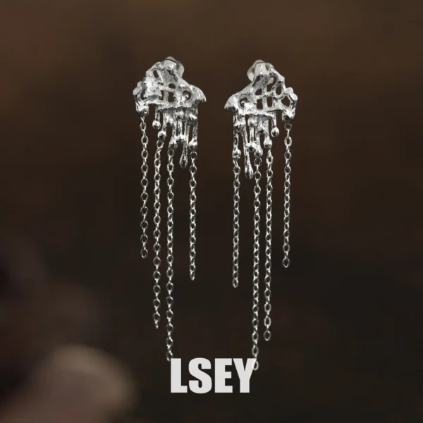 MLKENLY S925 sterling silver Weaving hollow tassel earrings Drop Earring Fashion Wedding Gift Jewelry