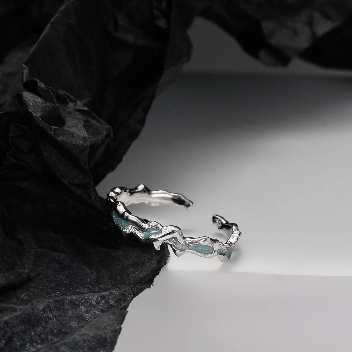 MLKENLY Mint Blue Sweet Cool Enamel Ring Personality S925 Sterling Silver Ice Lake Series Light Ice Finger Ring Girl