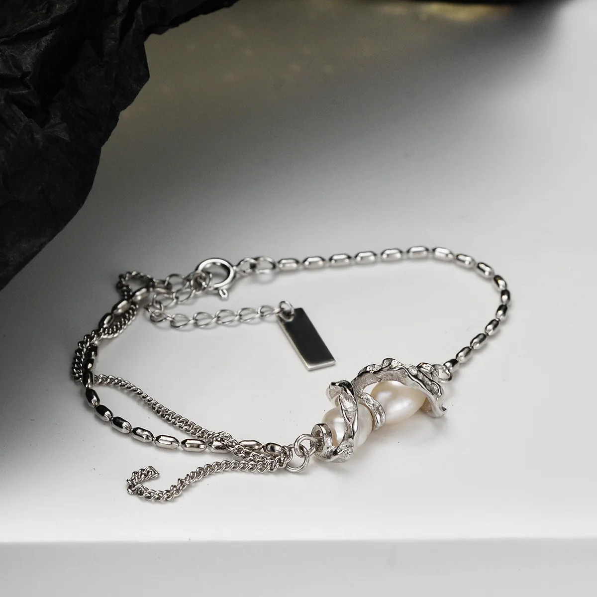 MLKENLY Korean version simple rice bead bracelet wholesale female S925 sterling silver small crowd cool wind light luxury pearl - Image 5