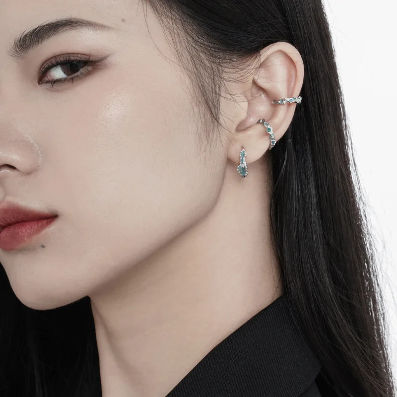 MLKENLY 1 PCS Coral Blue Shaped Ear Buckle Women's Premium S925 Sterling Silver Deep Sea Series Drip Gel Earrings Small - Image 5