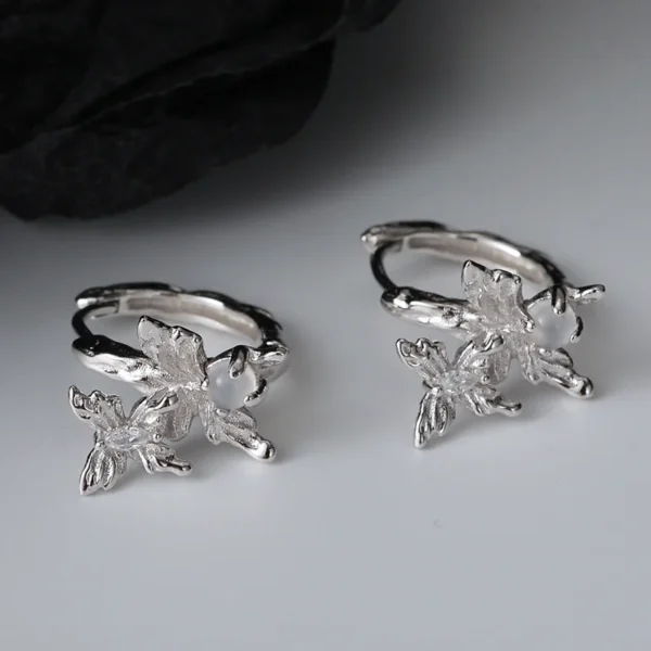 MLKENLY 925 Sterling Silver Irregular shaped butterfly ear buckle with inlaid agate earrings for women