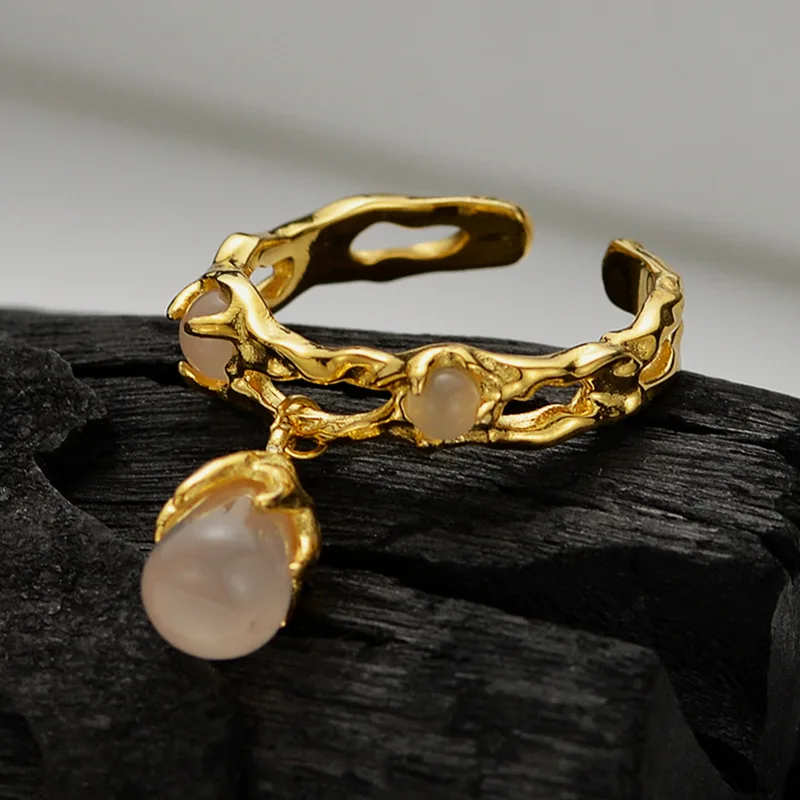 MLKENLY New S925 sterling silver Waterdrop agate ring for women lively fashionable opening, index finger ring Punk jewelry - Image 4