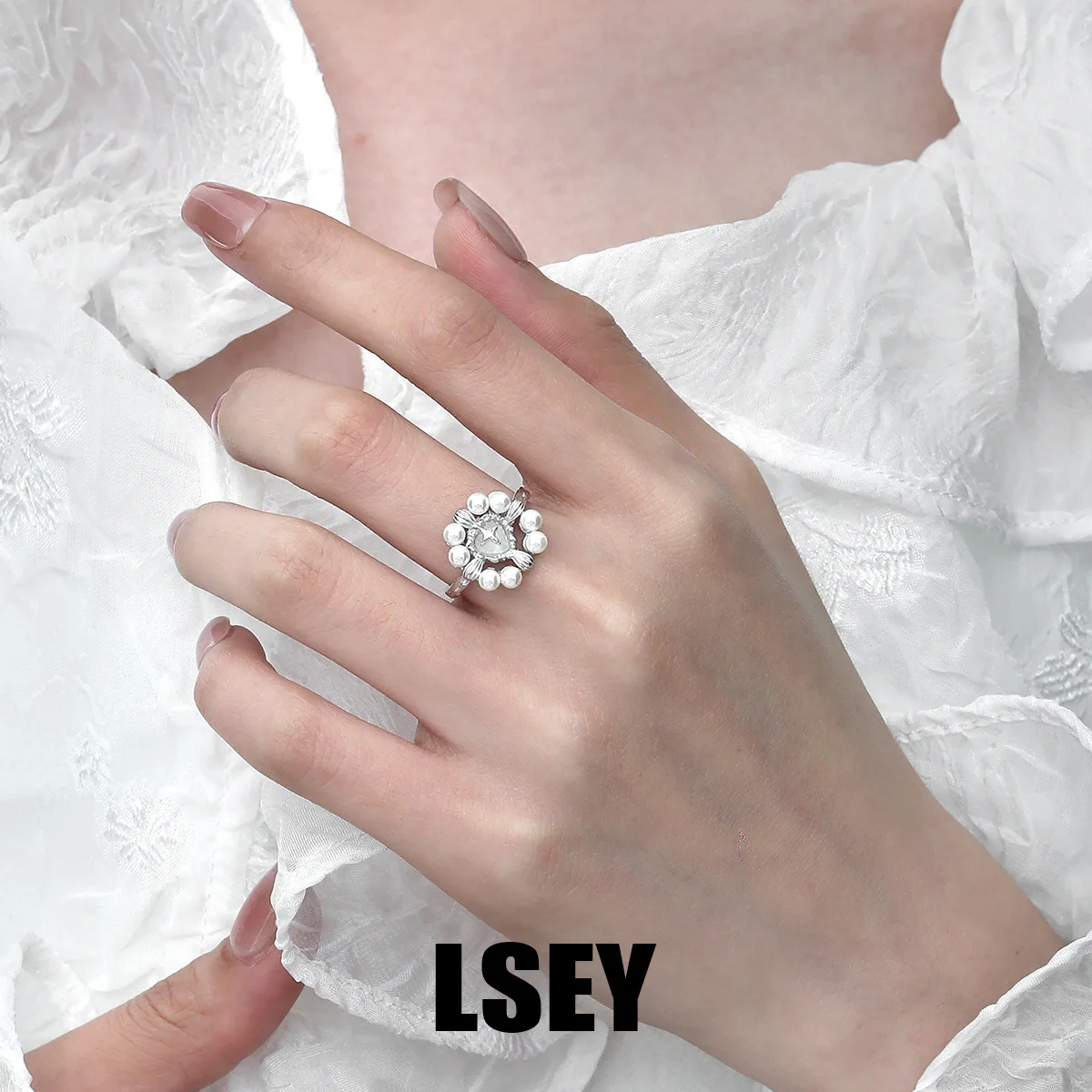 MLKENLY S925 sterling silver Pearl Love Cross Ring Cold Wind Geometric Punk For Women Girl Jewelry Gift - Image 3