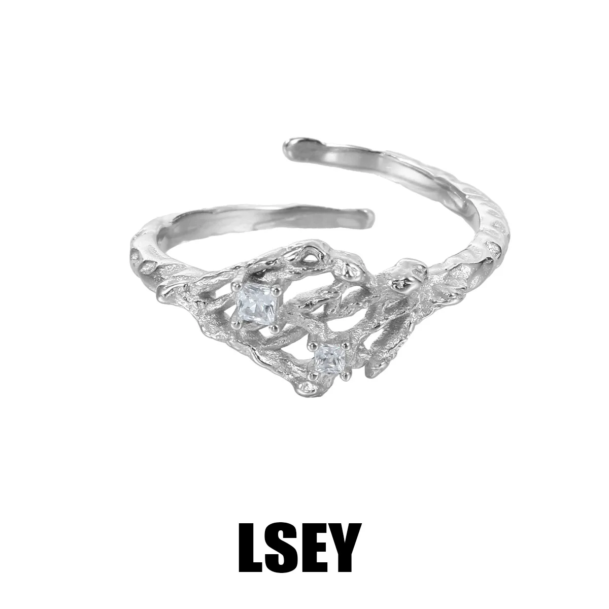 MLKENLY S925 sterling silver Weaving hollow ring Lady Engagement Open Ring Love Gifts - Image 5