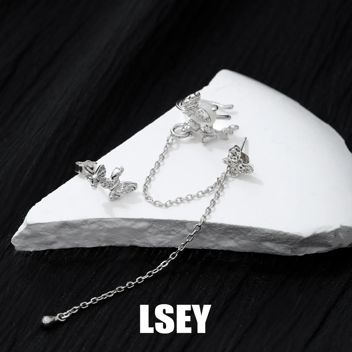 MLKENLY S925 sterling silver White Butterfly Shell Ear Cuff Bone Clip Earnail Cold Wind Earnail Silver Jewelry Wholesale - Image 3