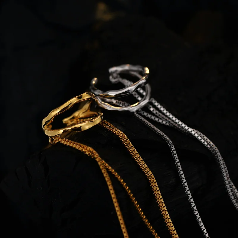 MLKENLY Fashionable temperament tassel ear clip wholesale S92 sterling silver niche chain ear bone clip women's high-end sense