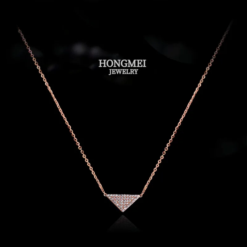 CHOZON S925 Silver Rose Gold Plated Triangle Pendant Necklace French Luxury Wholesale Dainty Jewelry for Women