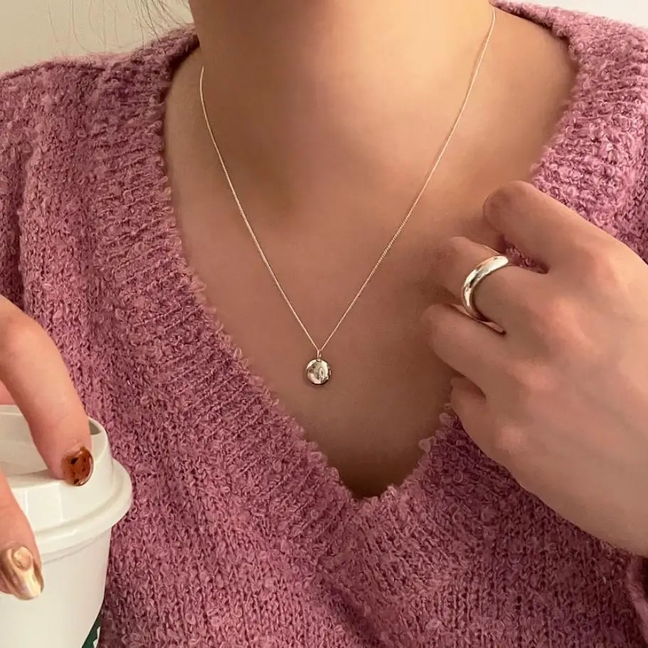 Korea 925 Sterling Silver INS Clavicle Chain Jewelry Simple Round Glossy Pendant Necklaces for Women Gold 18k - Image 4