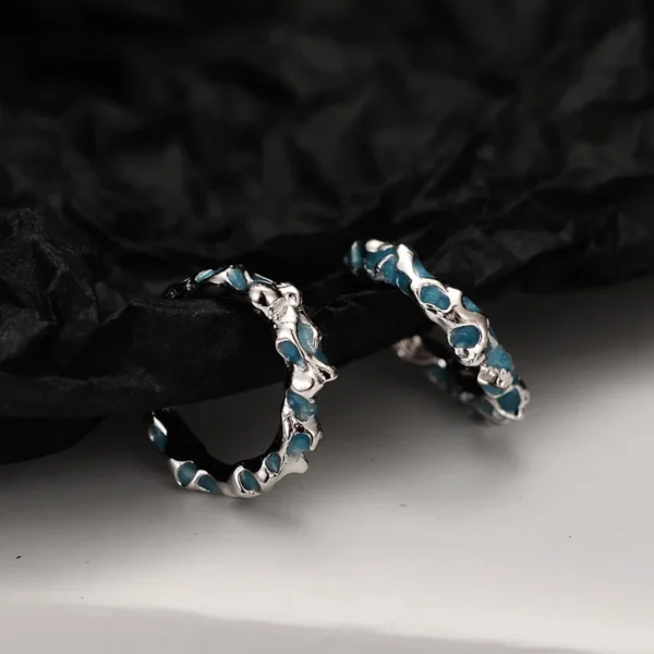 Spicy Girl Coral Blue Ear Clip Wholesale S925 Sterling Silver Deep Sea Series Drop Glaze Shaped Ear Clip Female