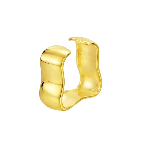 MLKENLY S925 sterling silver Minimalist style Instagram niche glossy wave ring for women